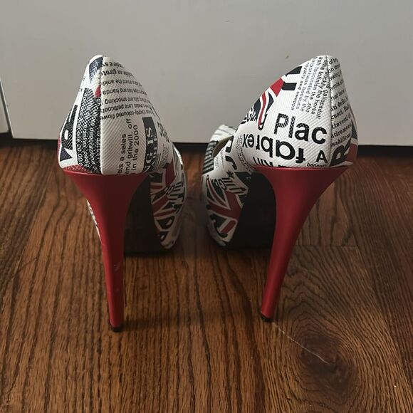 Bumper Union Jack British Flag Platform 6” Stiletto Ultra High Heels size 7 NWOT - Picture 4 of 6